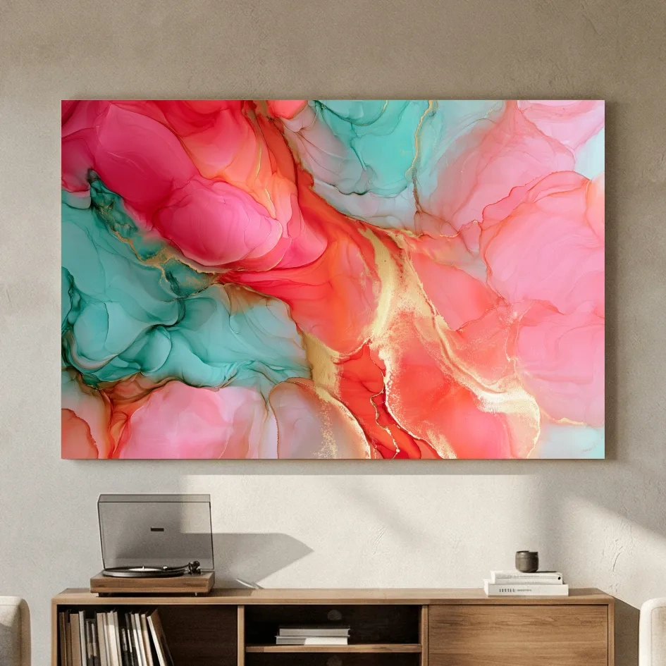 Abstract Alcohol Ink Fluid Water Painting - Vibrant Wall Art