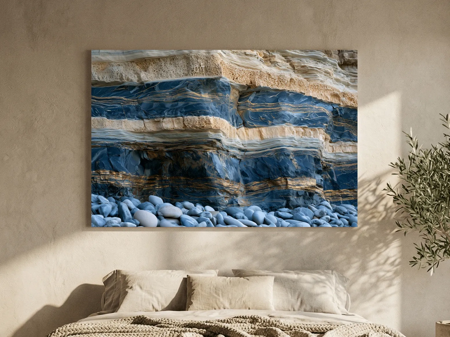 Layered Coastal Cliff Strata - Abstract Stone Wall Art