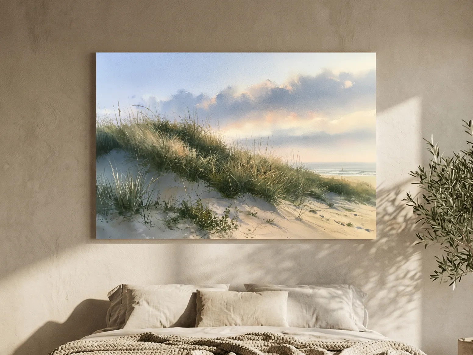 Serene Coastal Sand Dunes - Pastel Beach Landscape Wall Art