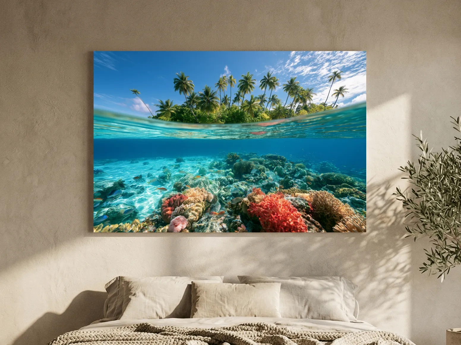 Tropical Underwater Coral Reef Island - Surreal Photographic Wall Art