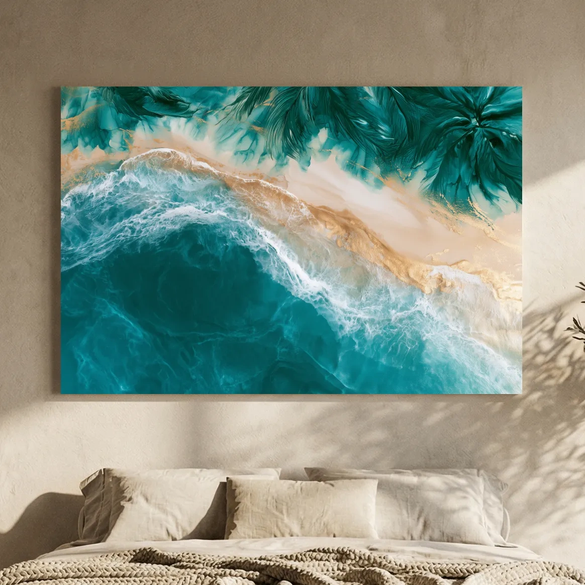 Aerial Tropical Beach Waves - Surreal Mixed Media Wall Art