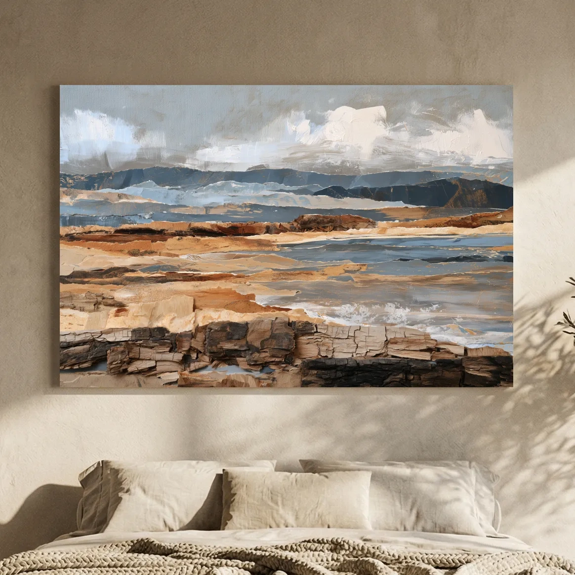 Layered Coastal Strata Landscape - Abstract Natural Elements Wall Art