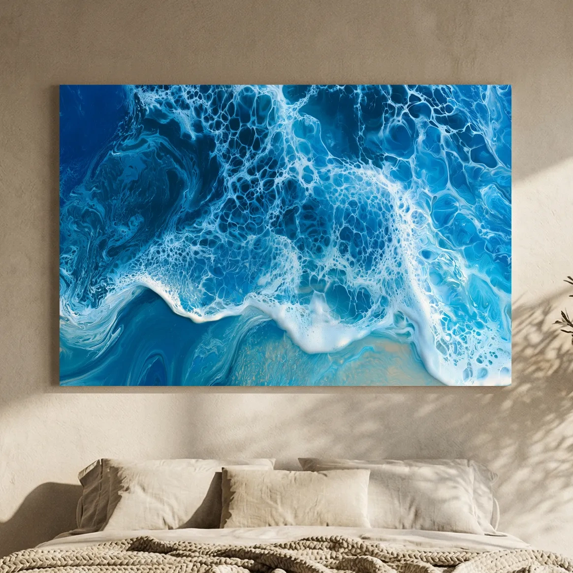 Ocean Wave Acrylic Pour - Abstract Mixed Media Wall Art
