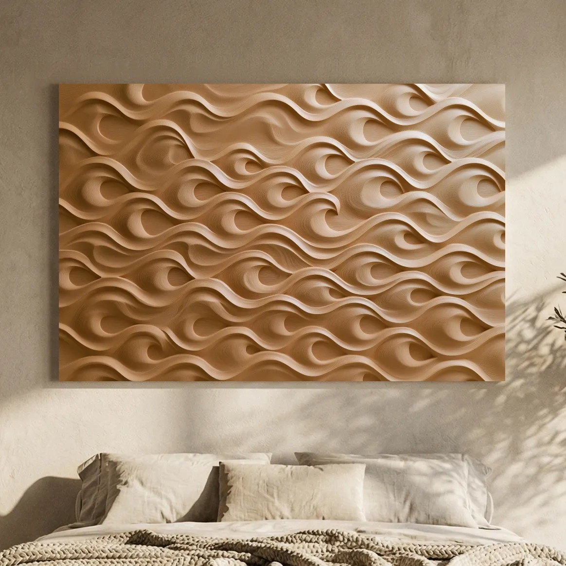Layered Sand Strata Waves - Organic Mixed Media Wall Art