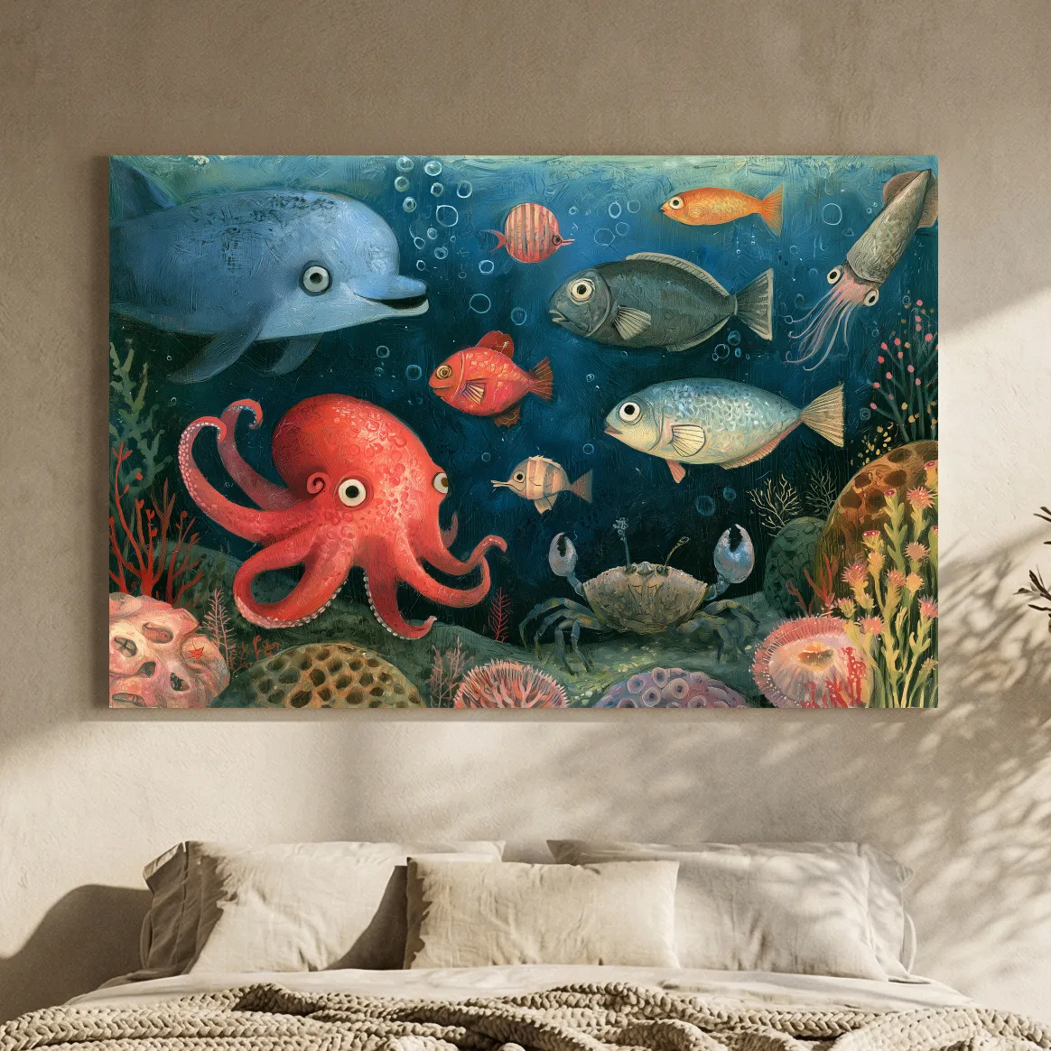 Quirky Underwater Folk Art -  Whimsical Painting Artwork