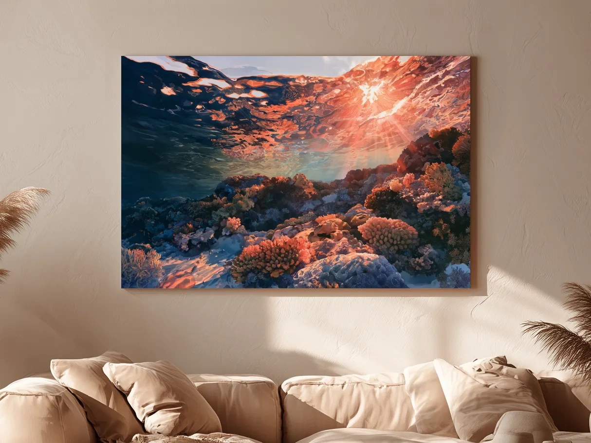 Sunlit Coral Reef Seascape - Serene Underwater Artwork