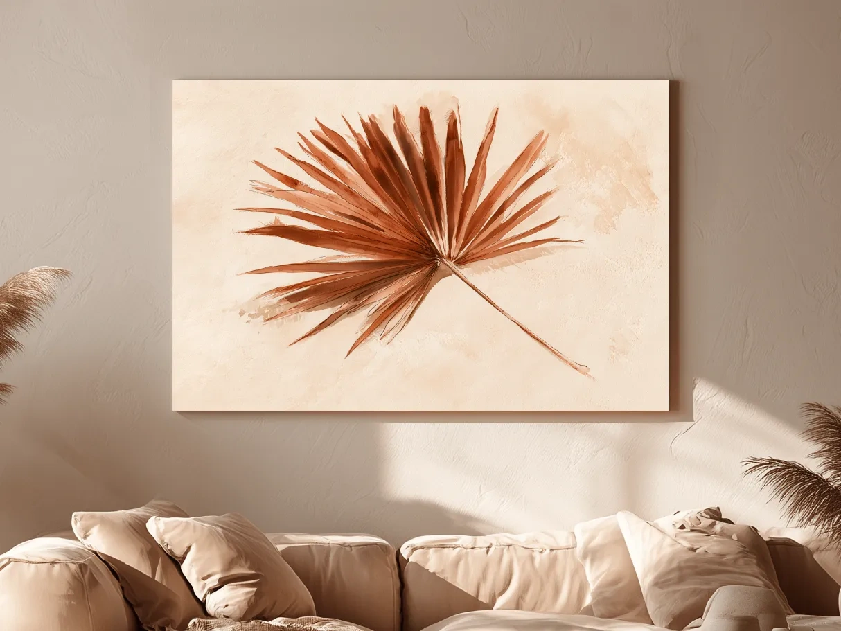 Minimalist Dried Palm Frond Watercolour - Boho Tropical Botanical Wall Art