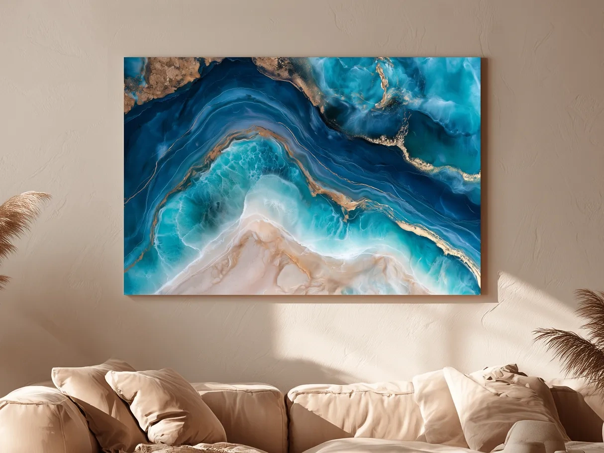 Ocean Geode Resin Abstract - Natural Mineral Wall Art