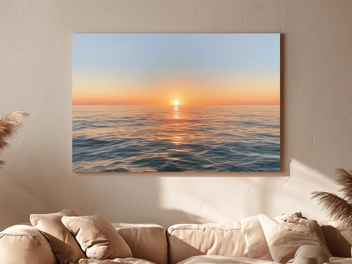 Golden Hour Ocean Sunset Drawing - Tranquil Horizon Wall Art