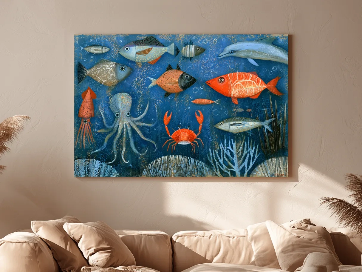 Whimsical Underwater  Painting - Quirky Marine Life Art