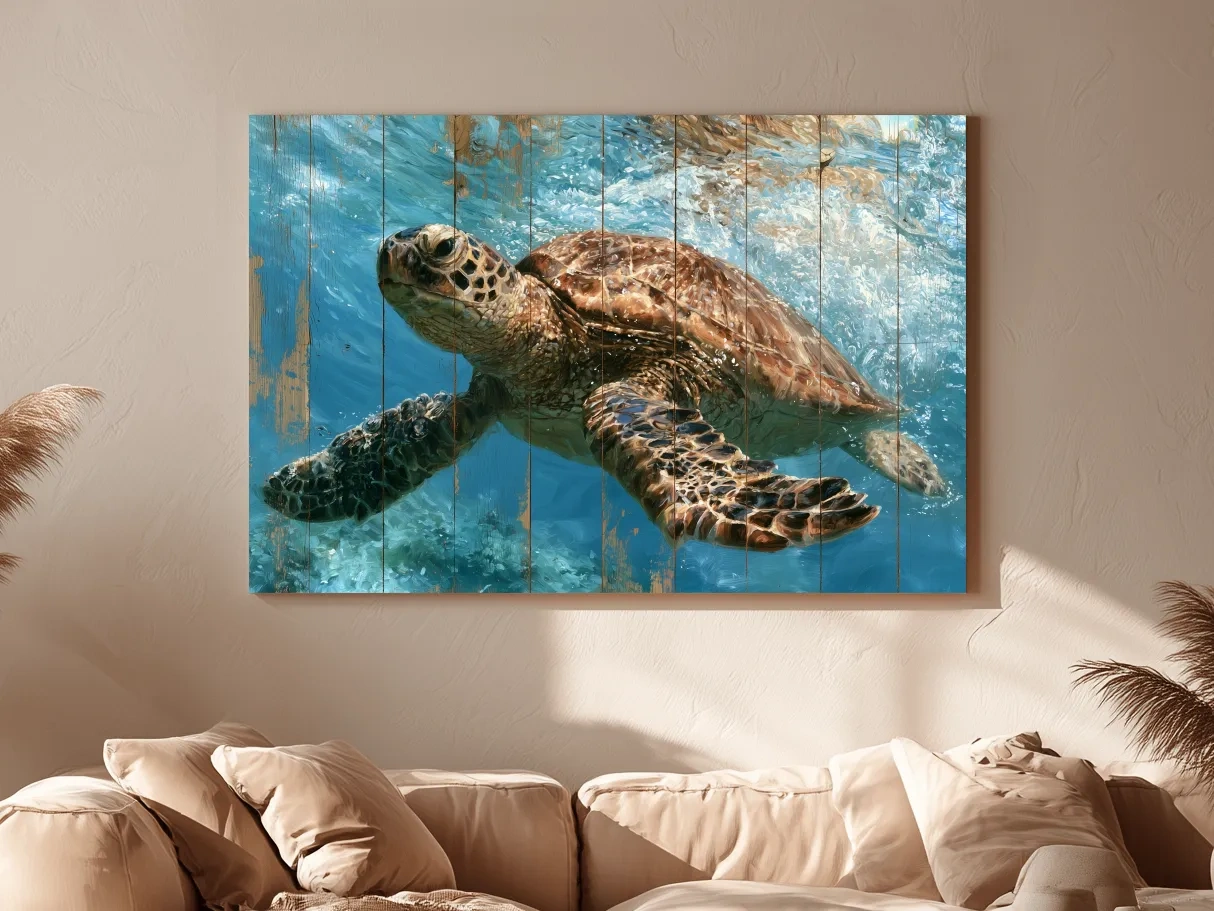 Underwater Sea Turtle Painting - Marine Life Wall Art