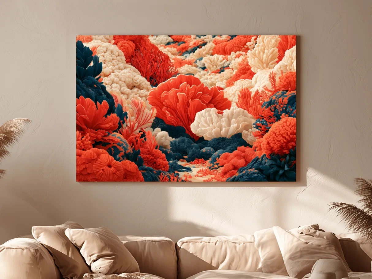Vibrant Coral Reef Artwork - Chic Marine Life Wall Art