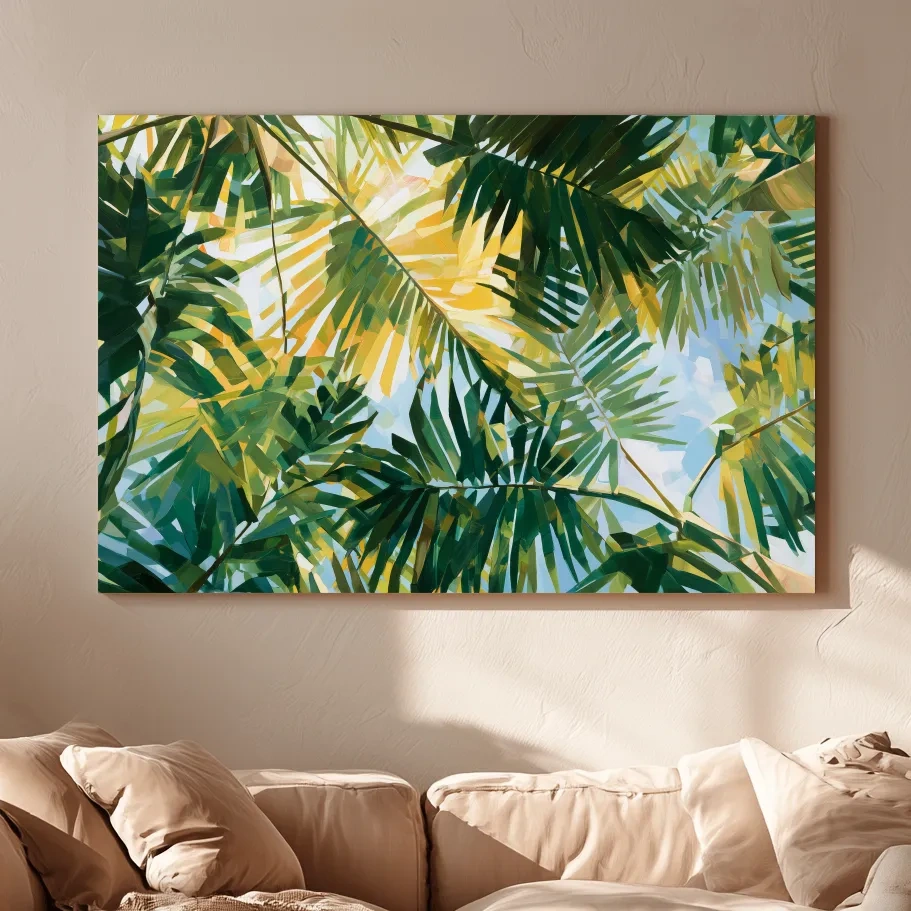 Abstract Tropical Palm Canopy - Cubist Painting Wall Art