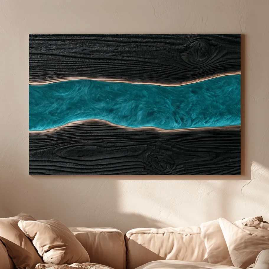 Driftwood River Abstract Design - Natural Mixed Media Wall Art