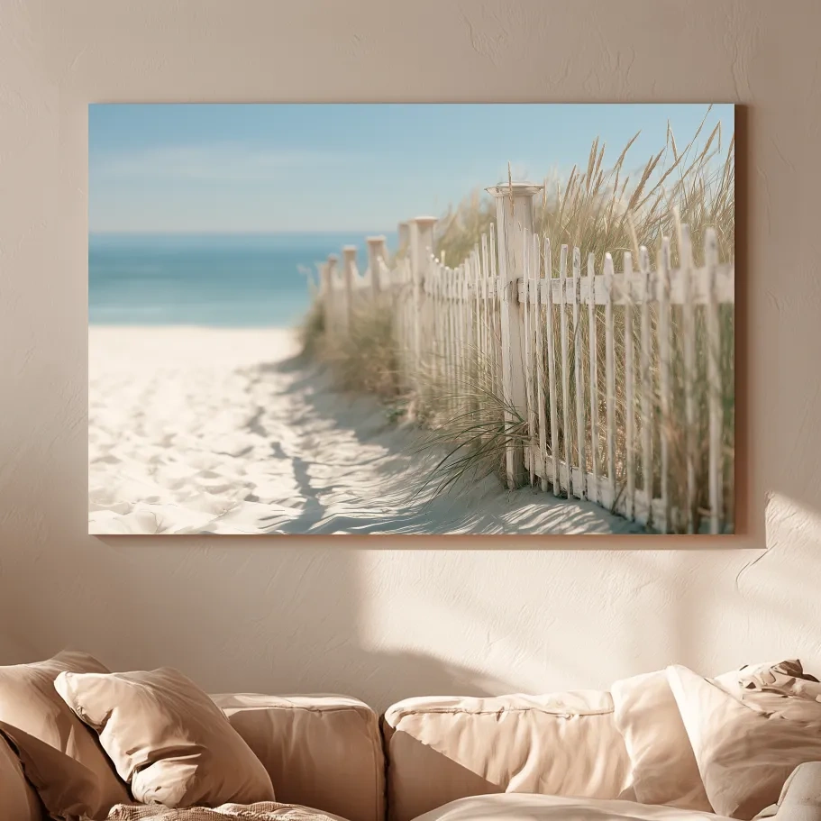 Hamptons Beach Dune Fence - Soft Focus Photographic Wall Art
