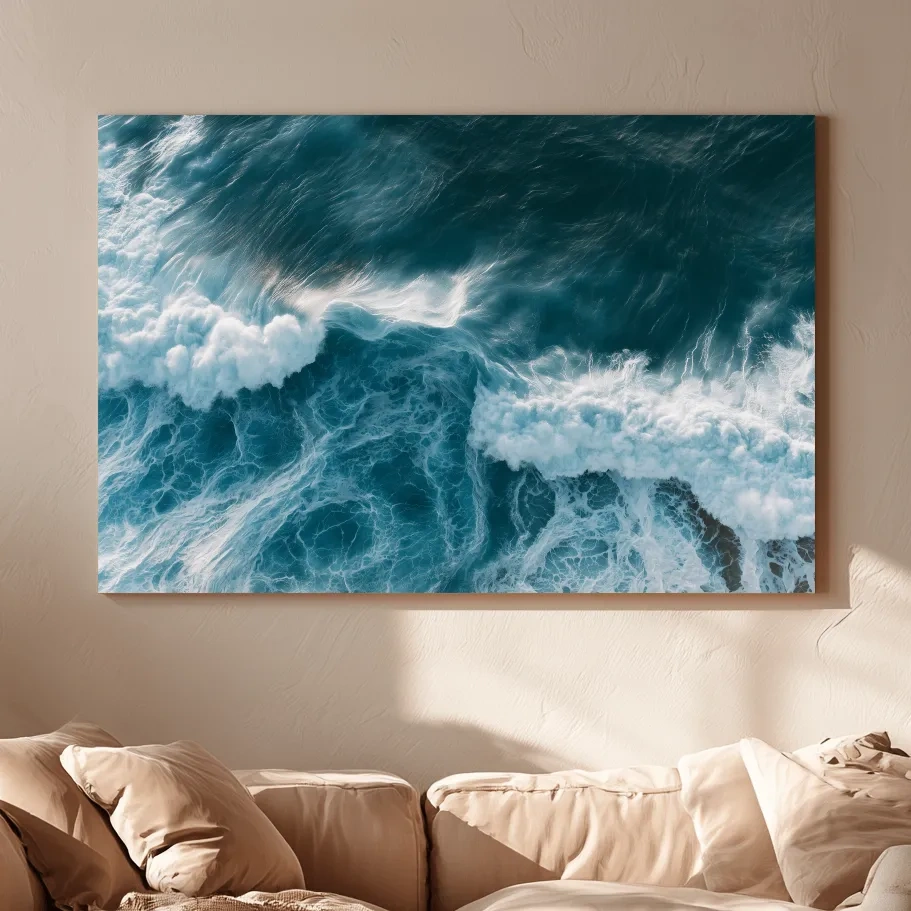 Aerial Crashing Waves - Abstract Photographic Ocean Wall Art
