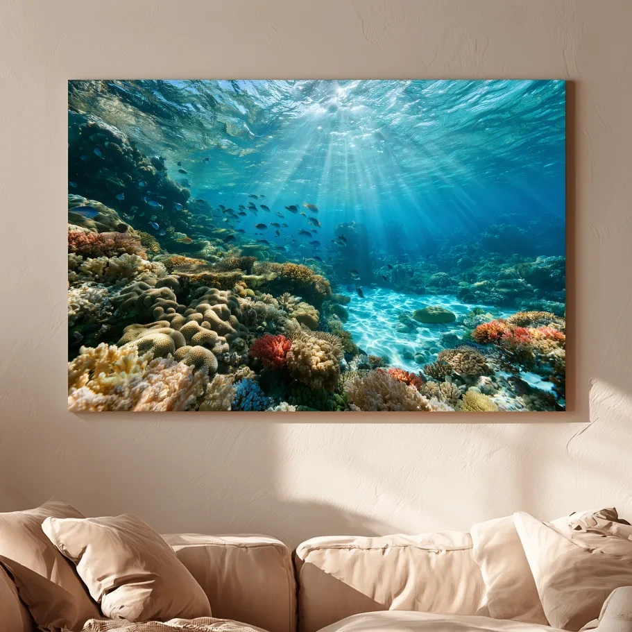 Sunlit Tropical Coral Reef - Underwater Ocean Photography Wall Art