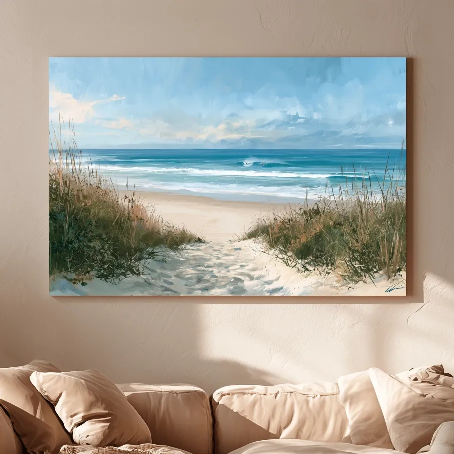 Serene Beach Seascape Painting - Ocean Landscape Wall Art