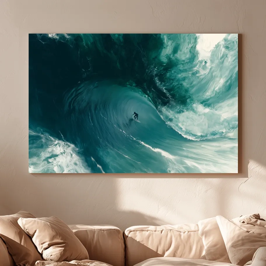 Surreal Surfer Inside Breaking Wave - Photographic Ocean Wall Art