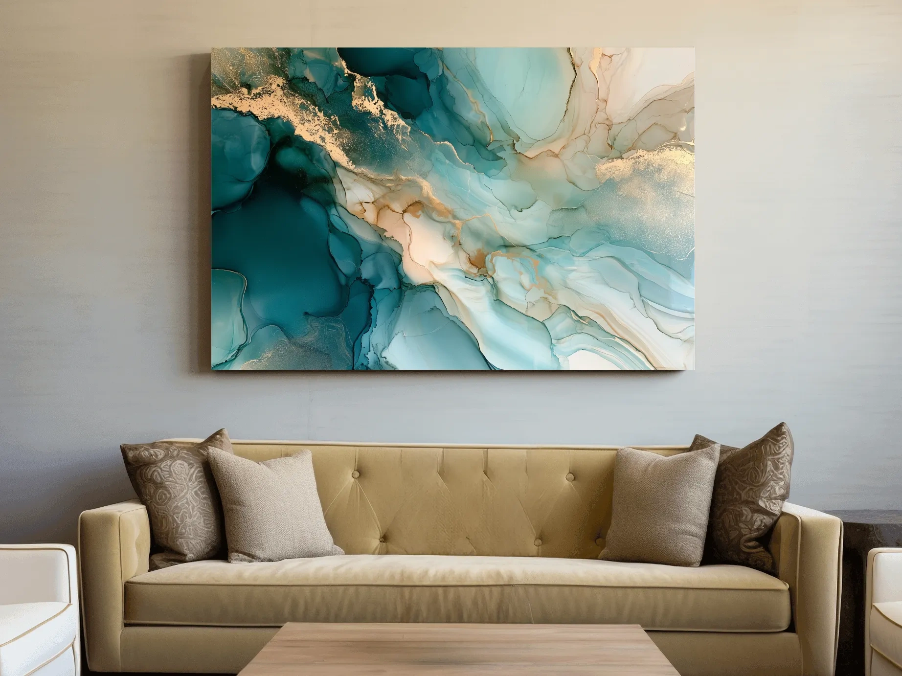 Alcohol Ink Abstract Painting - Luxurious Coastal Wall Art