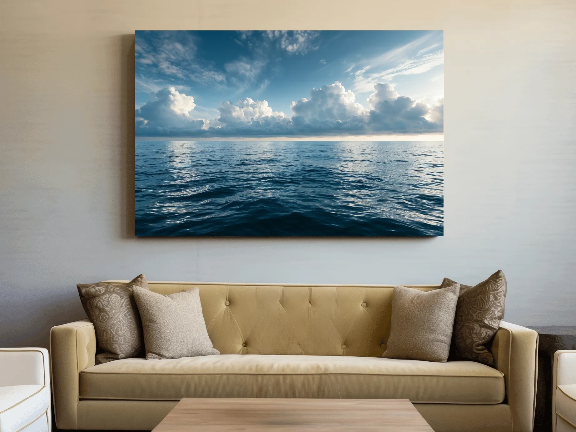 Serene Ocean Horizon Photography - Dramatic Seascape Wall Art