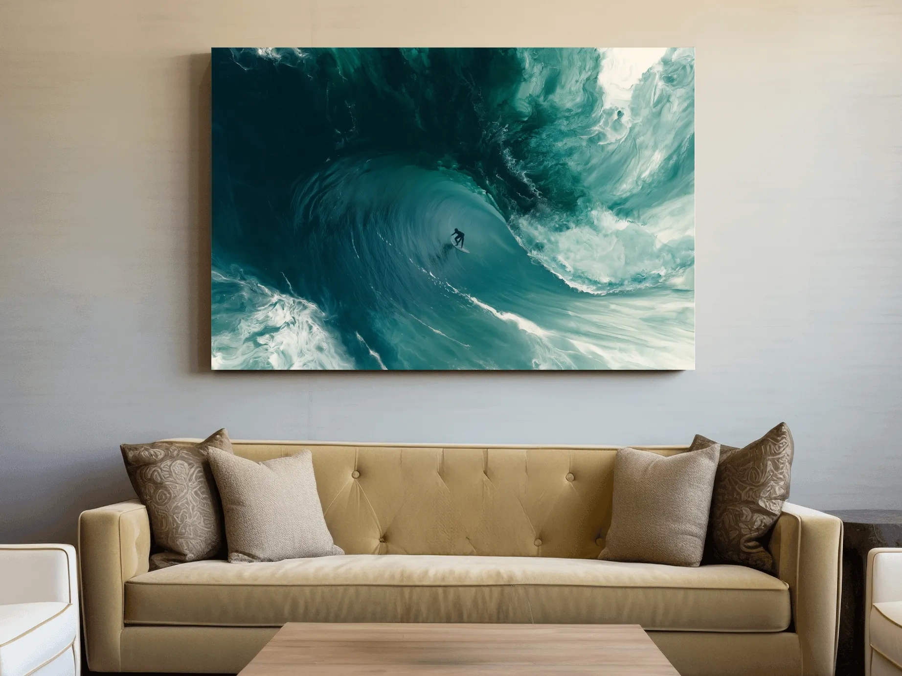 Surreal Surfer Inside Breaking Wave - Photographic Ocean Wall Art