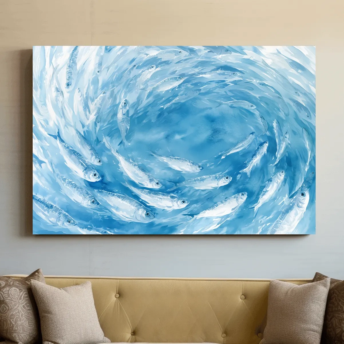Whimsical School Of Fish Swirl - Abstract Marine Life Wall Art