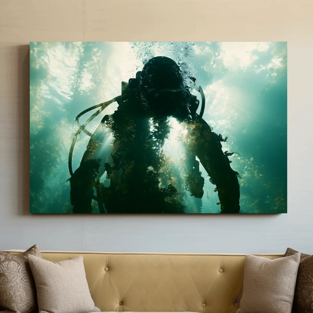 Surreal Scuba Diver Double Exposure - Photographic Underwater Wall Art