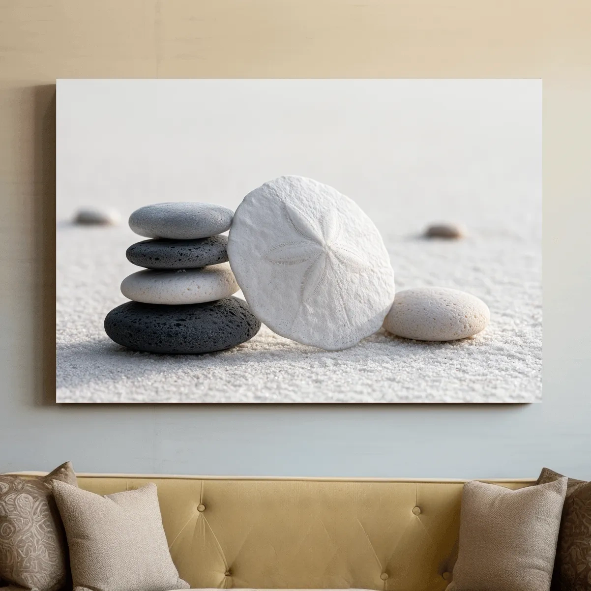 Sand Dollar Pebble Still Life - Photographic Coastal Wall Art