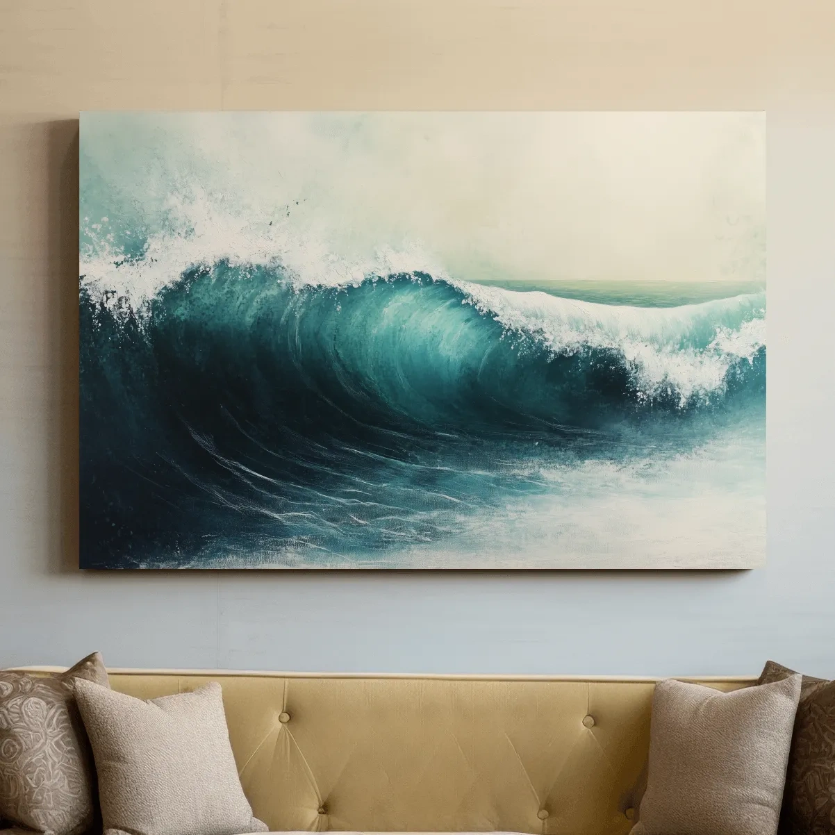 Moody Crashing Wave Painting - Ocean Seascape Wall Art