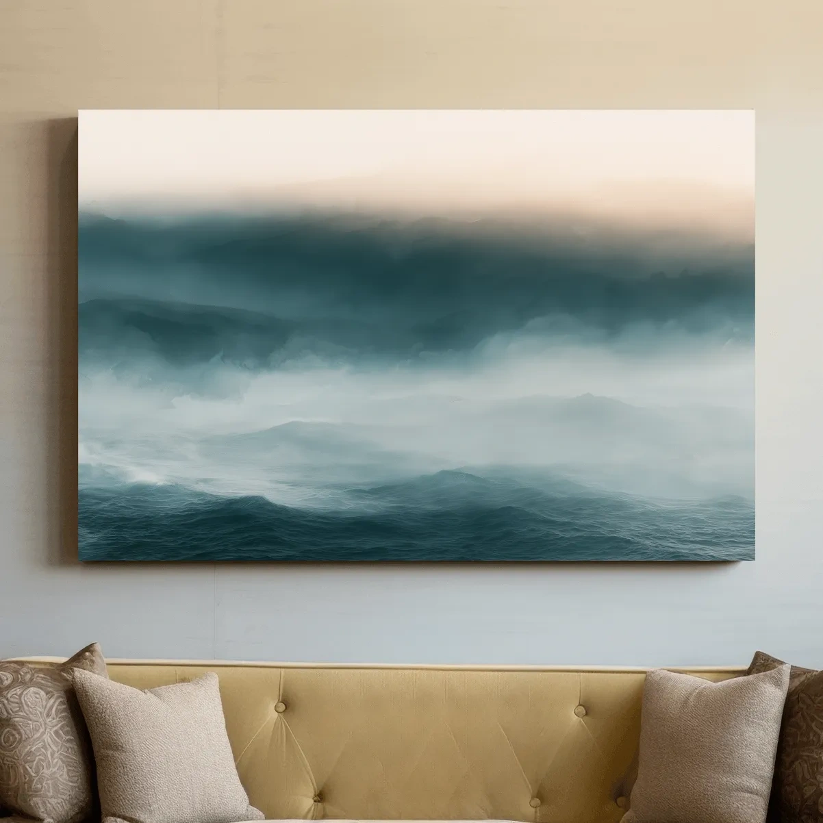 Misty Ocean Waves - Minimalist Photographic Wall Art