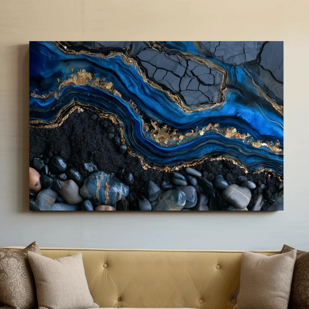 Oceanic Geode Pebble Strata - Abstract Natural Stone Wall Art
