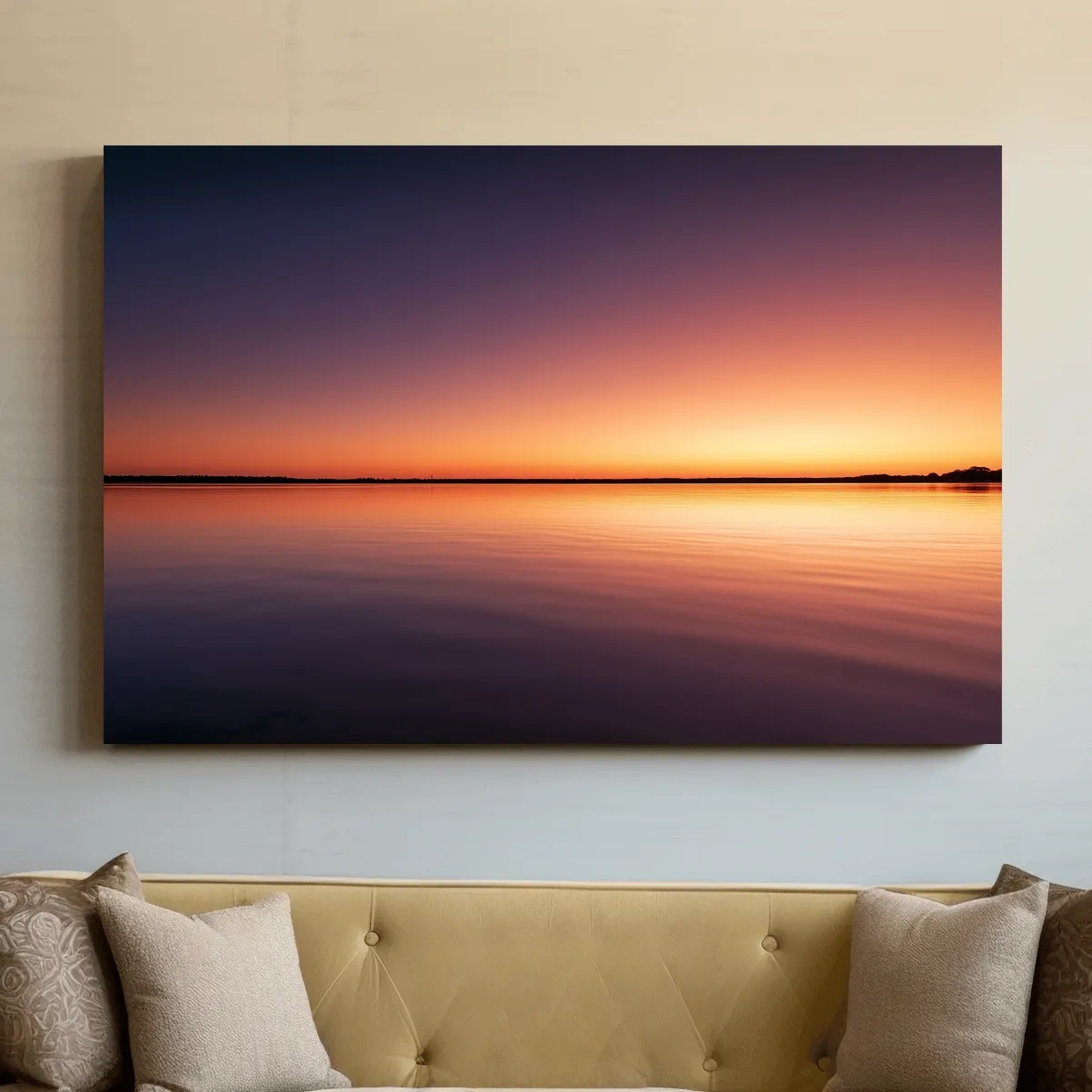 Minimalist Shallow Ocean Bay Sunset - Photographic Horizon Wall Art
