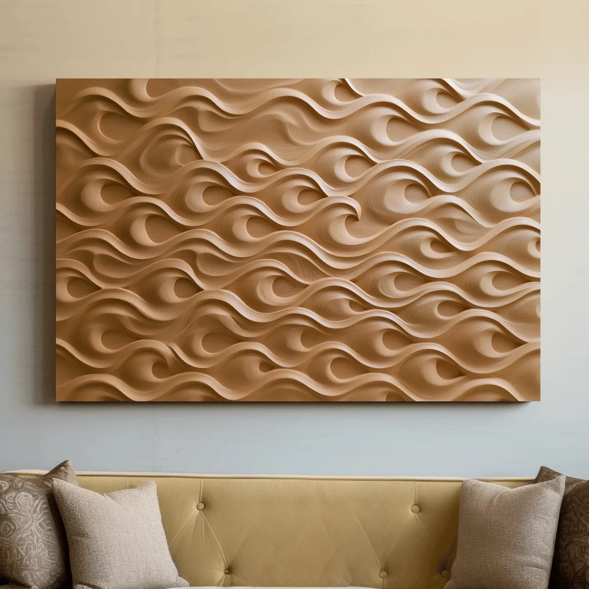 Layered Sand Strata Waves - Organic Mixed Media Wall Art