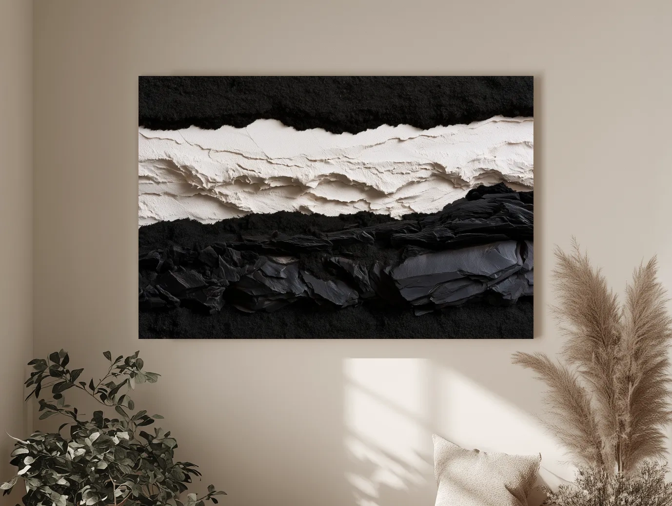 Layered Stone Strata Design - Abstract Mixed Media Wall Art
