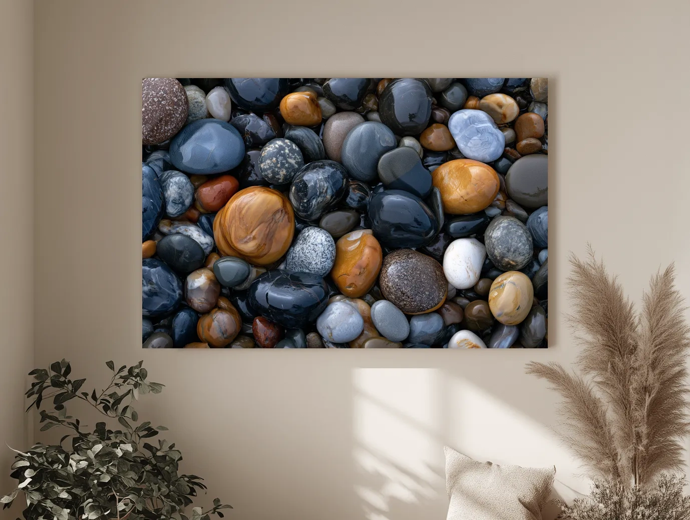 Smooth Wet Ocean Pebbles - Abstract Macro Photographic Wall Art