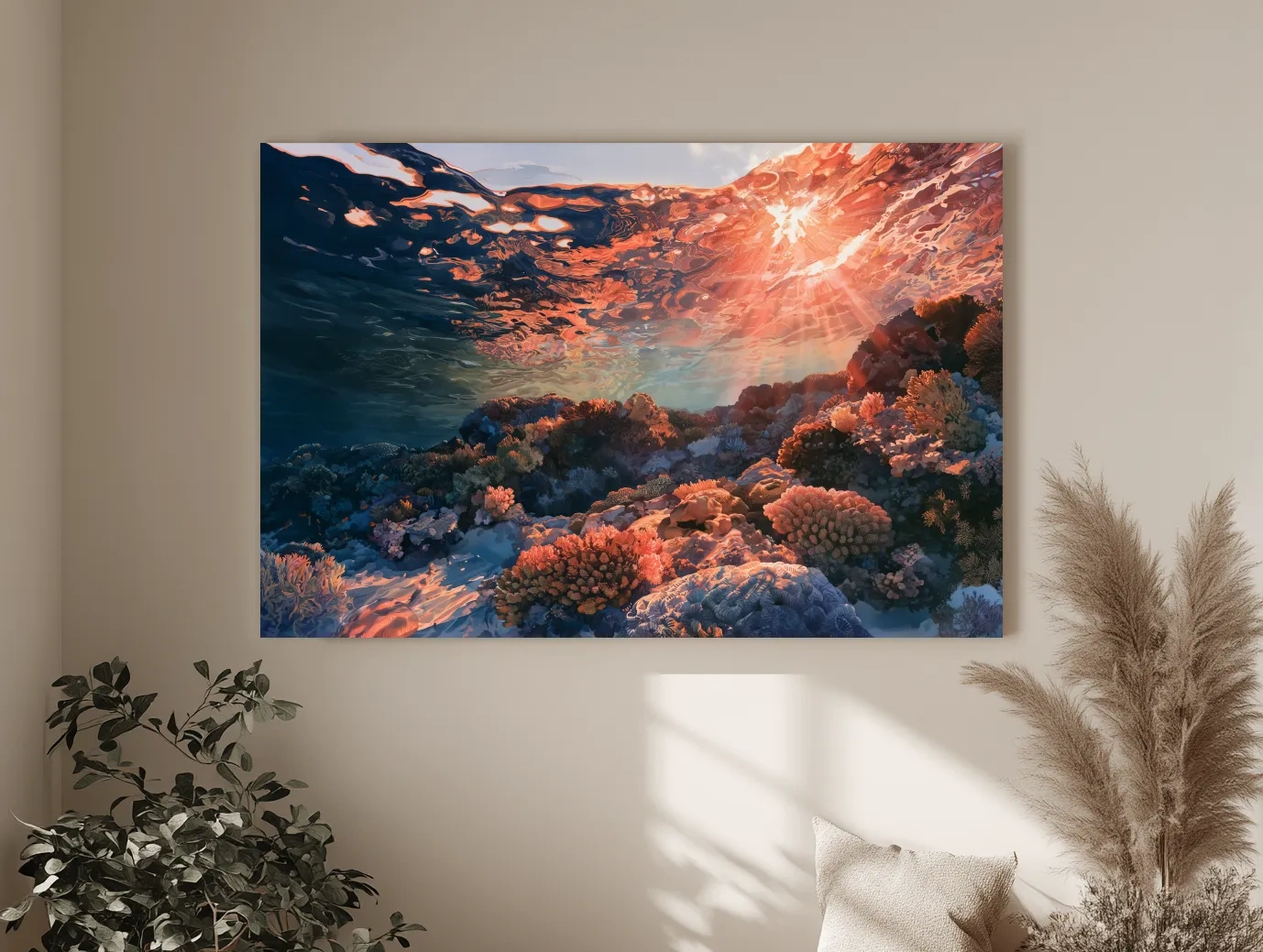 Sunlit Coral Reef Seascape - Serene Underwater Artwork