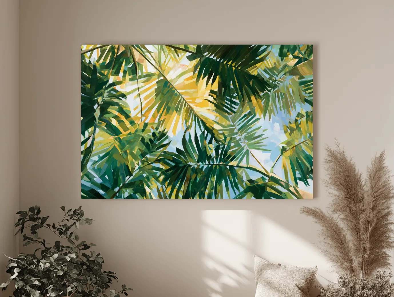 Abstract Tropical Palm Canopy - Cubist Painting Wall Art