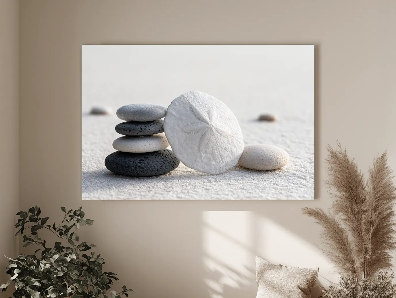 Sand Dollar Pebble Still Life - Photographic Coastal Wall Art