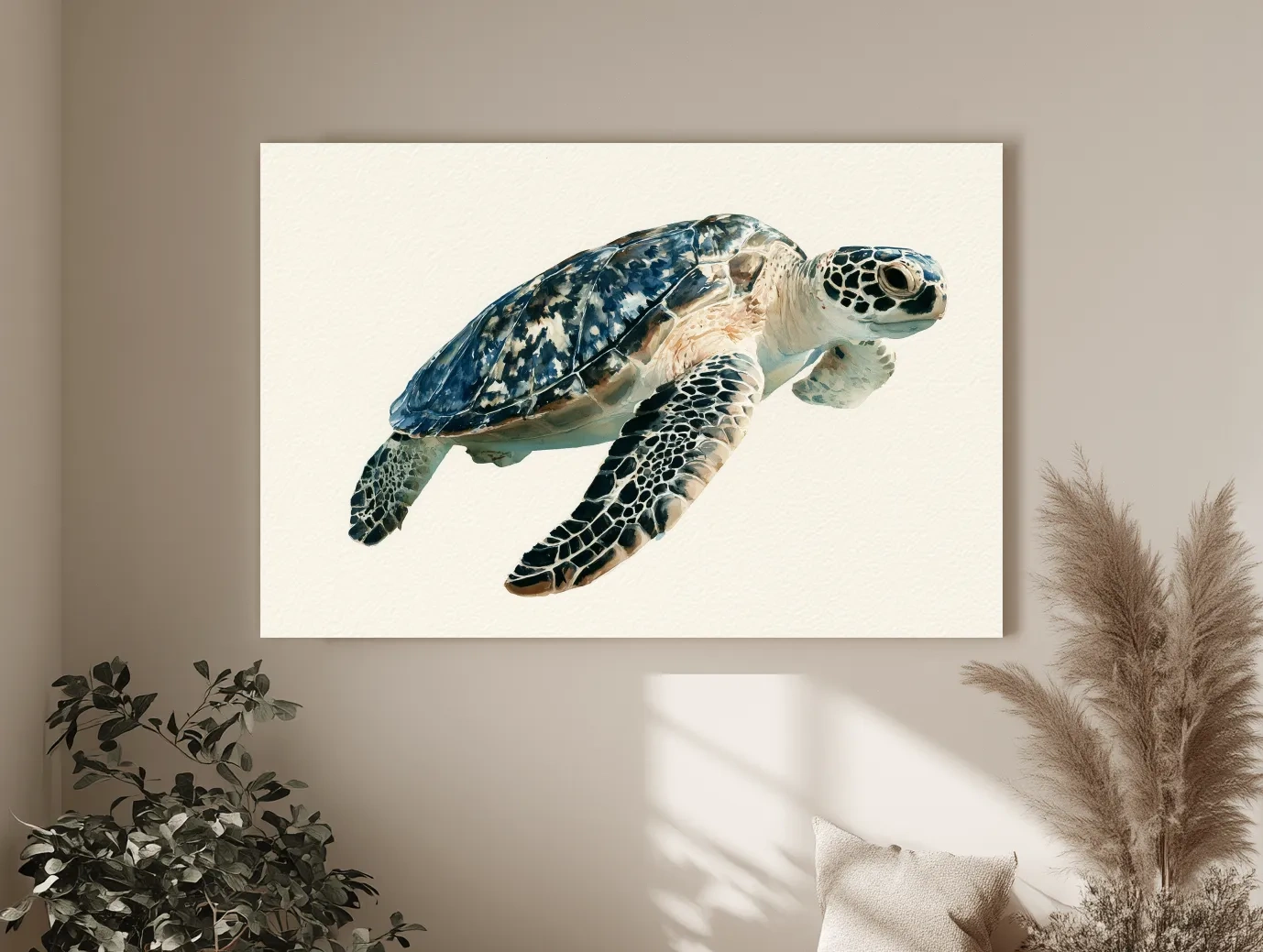 Sea Turtle Watercolour - Minimalist Marine Life Wall Art