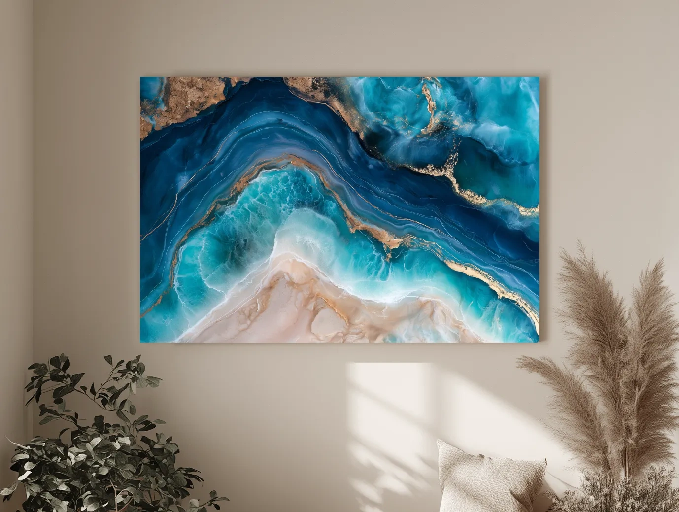 Ocean Geode Resin Abstract - Natural Mineral Wall Art