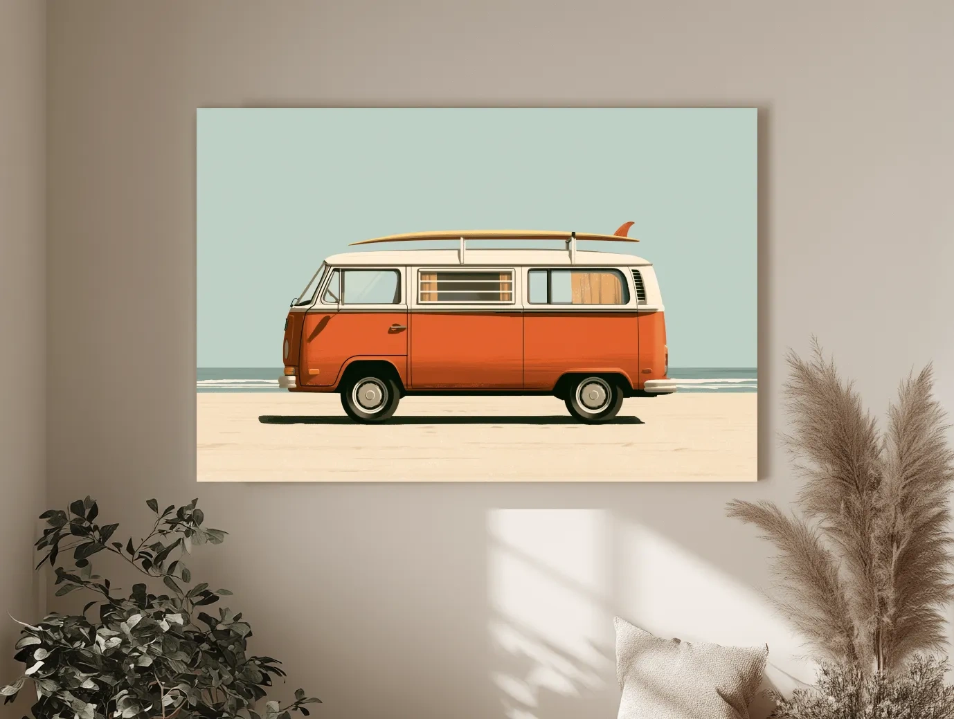 Surf Van Illustration - Retro Beach Wall Art