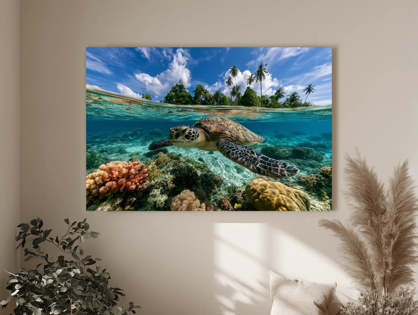 Surreal Sea Turtle Reef - Tropical Underwater Photographic Wall Art
