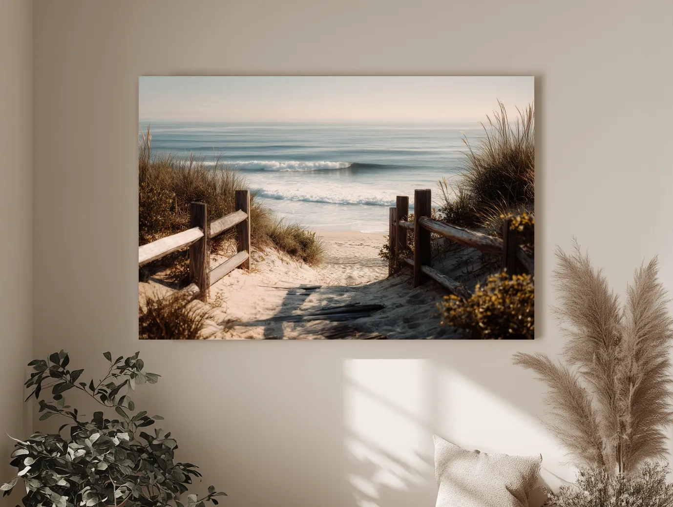 Serene Beach Dune Path - Photographic Style Coastal Wall Art