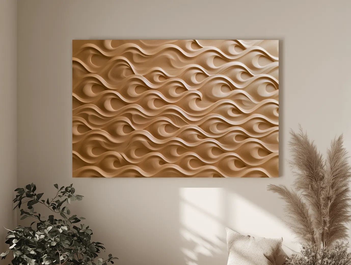 Layered Sand Strata Waves - Organic Mixed Media Wall Art