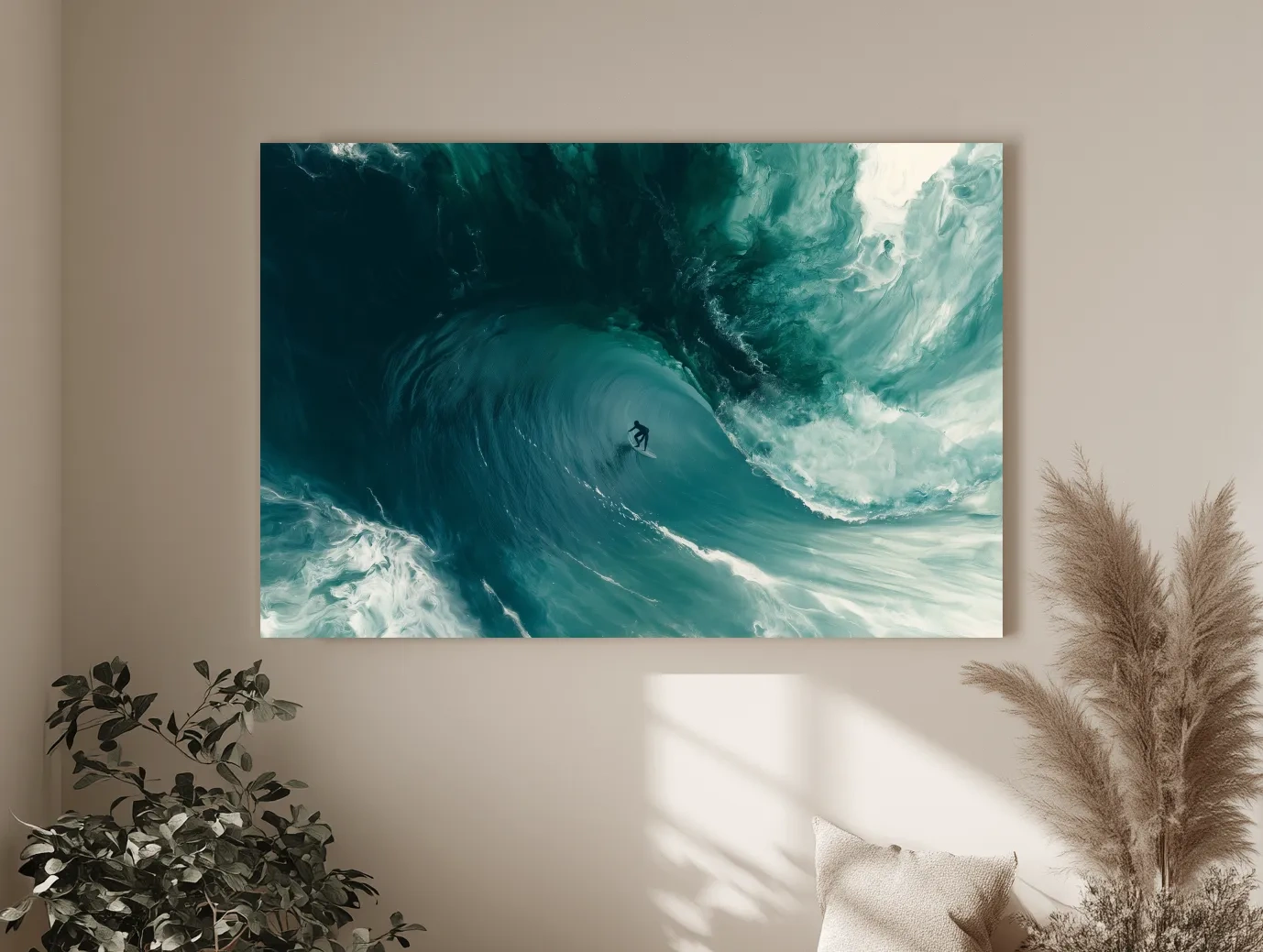 Surreal Surfer Inside Breaking Wave - Photographic Ocean Wall Art