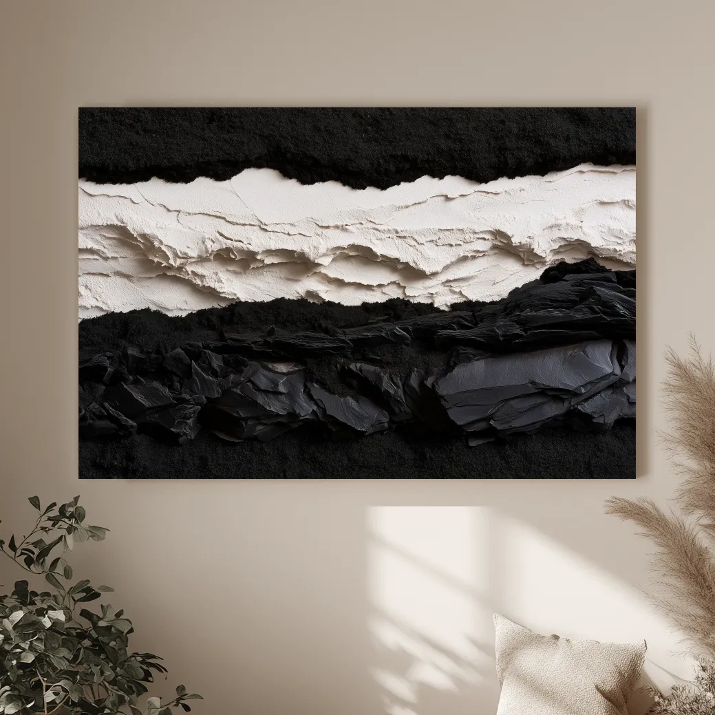 Layered Stone Strata Design - Abstract Mixed Media Wall Art