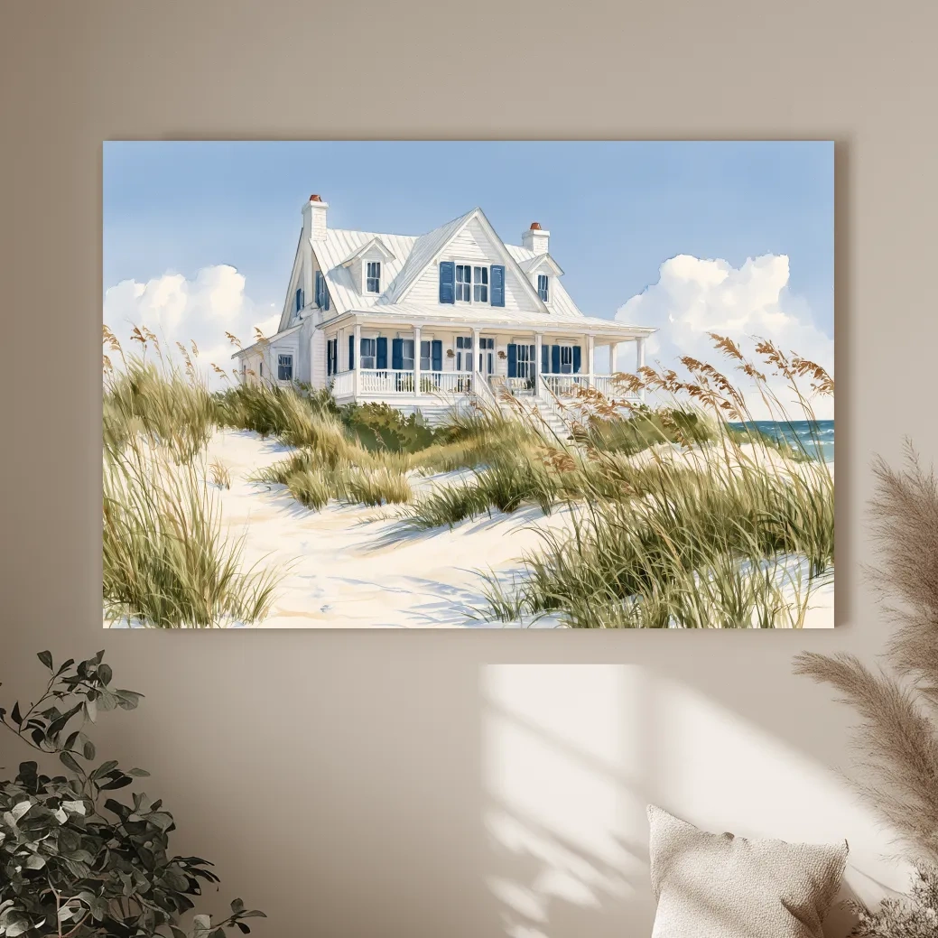Serene Beach House Painting - Coastal Dune Wall Art