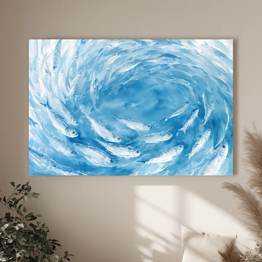 Whimsical School Of Fish Swirl - Abstract Marine Life Wall Art