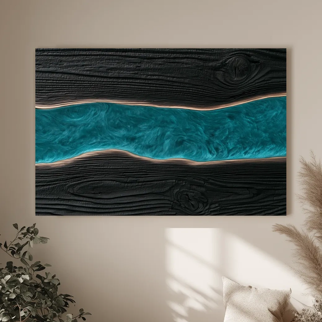Driftwood River Abstract Design - Natural Mixed Media Wall Art
